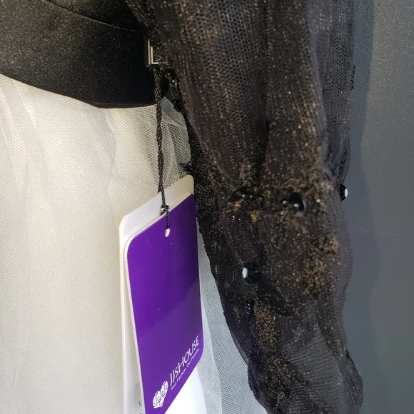 Gorgeous Tea-length Strapless Gown w/ Custom Matching Black Lacey Bolero Jacket - Picture 6 of 8